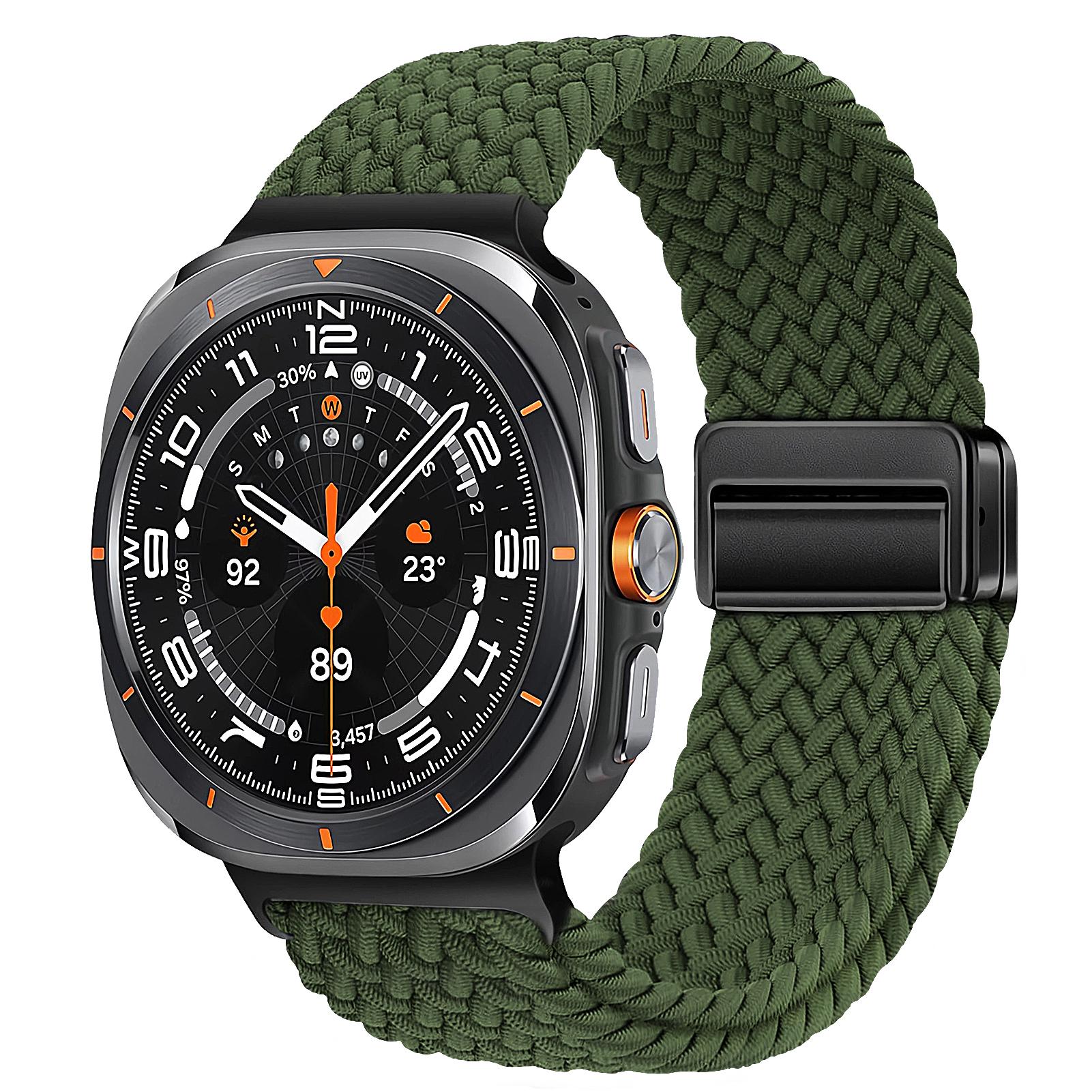 

Braided Bands For Samsung Galaxy Watch Ultra 47mm watchband Magnetic wrist sport belt Bracelet Correa Galaxy Watch 7 Ultra Strap Galaxy watch Ultra армия зеленый