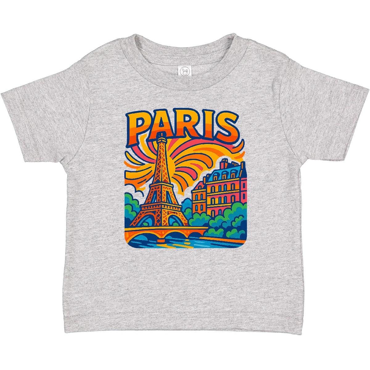 Inktastic Vibrant Paris Eiffel Tower Art With Colorful Skyline Baby T-Shirt Tees 130