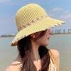 New Small Fresh Lace Straw Hat Sunshade, Summer Sunscreen Travel Big Brim Bucket Hat Hollow