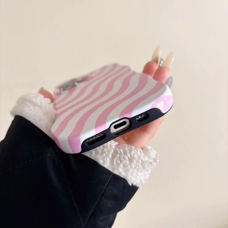 Glossy Wave Stripes Phone Case for iPhone 12 13 14 15 16 Pro Max Camera Protect Shockproof Hit Color fashion Phone Cover