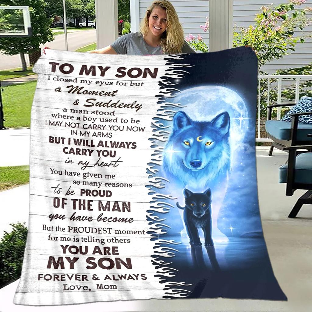 To My Daughter Son Letter Gift HD Blanket,Soft Throw Blanket for Home Bedroom Bed Sofa Picnic Travel Office Cover Blanket Kids