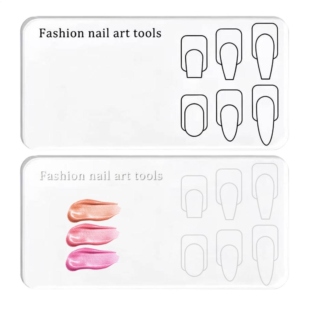 Acrylic Nail Practice Palette 1Pcs Transparent Reusable Gel Polishing Mixing Board 6 Common Shapes Exercises Drawing Manicure