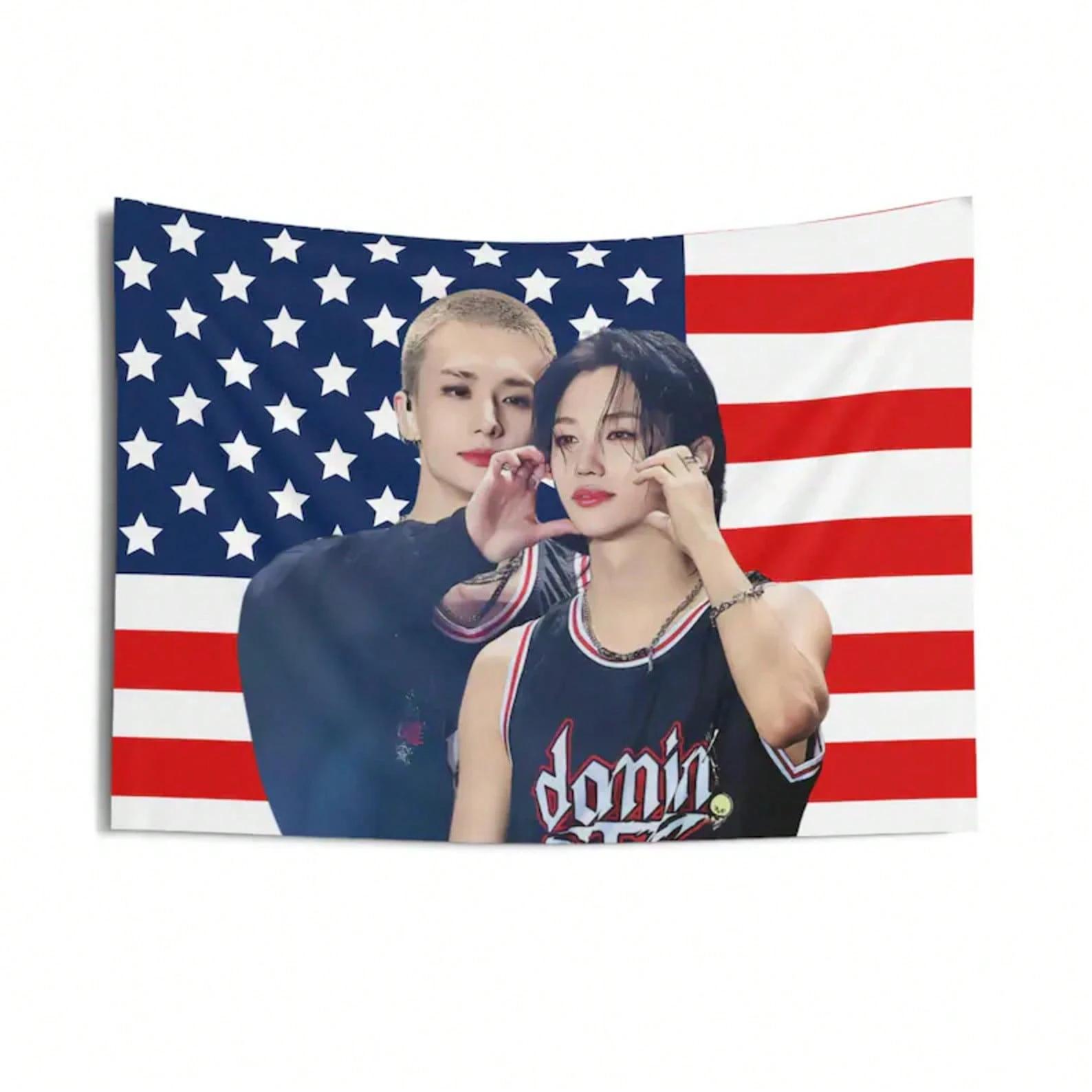 American Flag Of SKZ Felix Concert Banner Of Kpop Banner Of SKZ Ate Skz DominAte 74x94cm(29x37in)