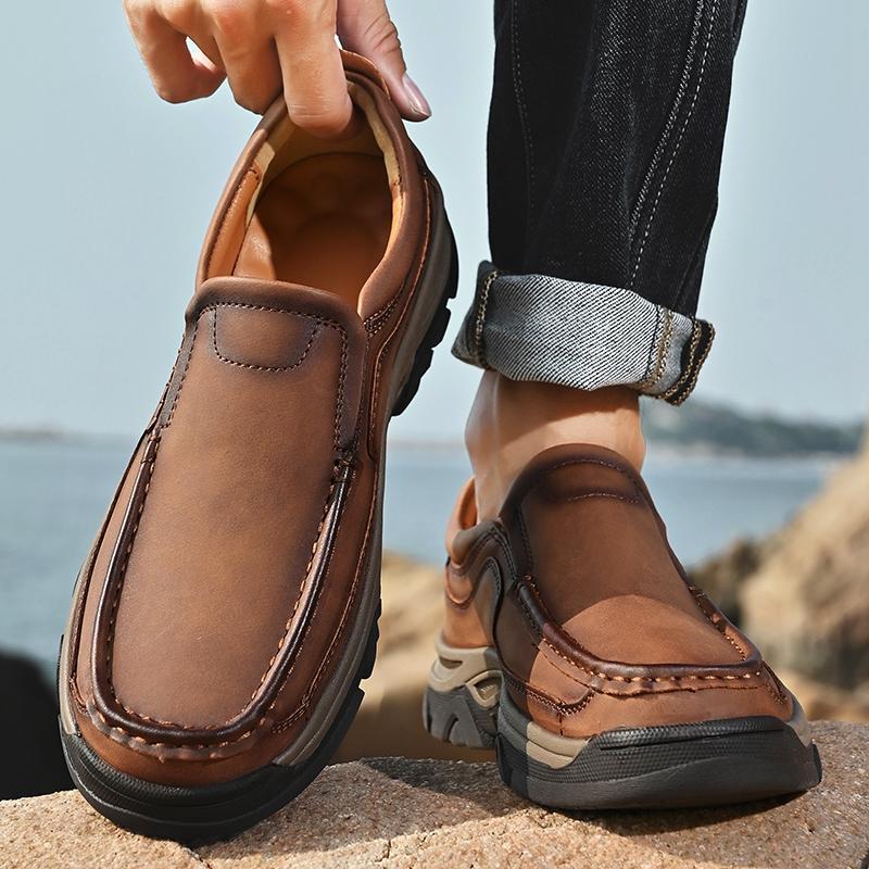Fashion Men Casual Loafers Handmade Soft Bottom Outdoor Non-Slip Mens Sneakers Summer Versatile Hiking Driving Large Size 41-50