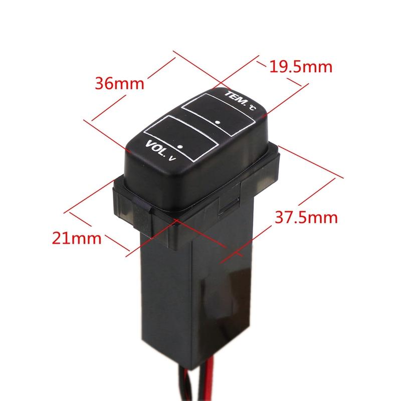NEW-Car Digital Voltmeter Temperature Gauge 2 In 1 Voltage Temp LED Display Meter For Mitsubishi