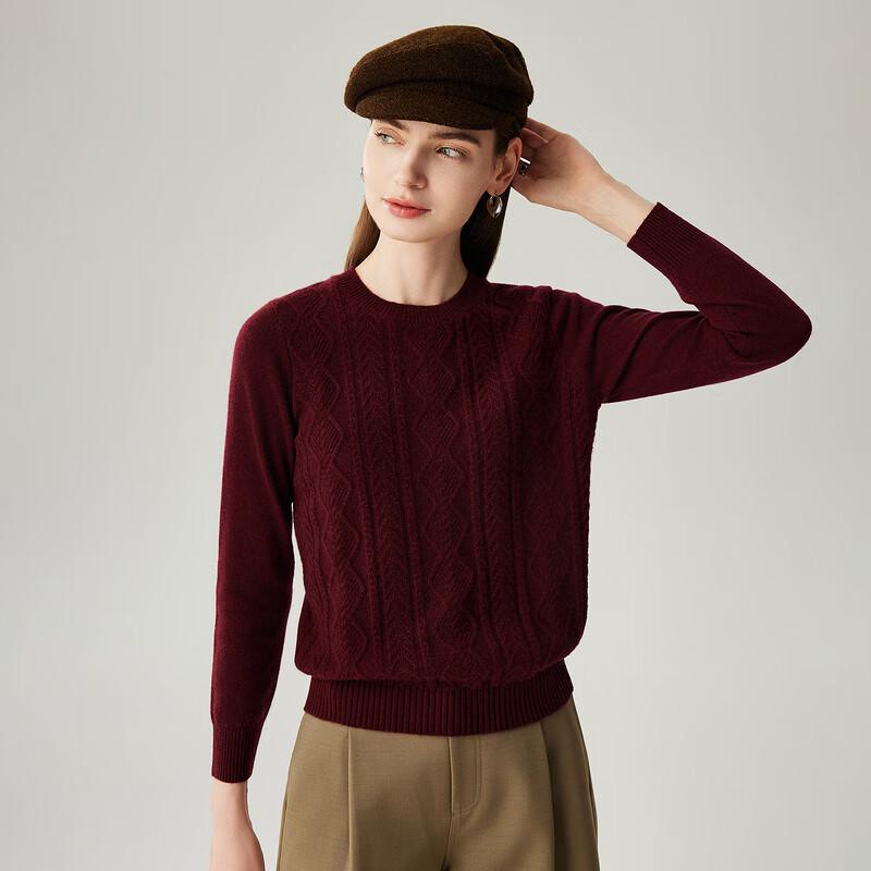 Women's 100% Cashmere Round Neck Cable Knit Sweater