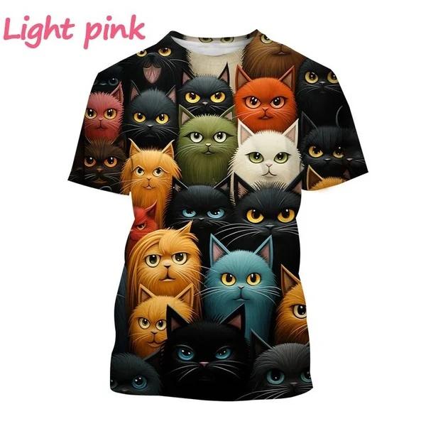 Cute Cat Pattern T-Shirt for Men Women Funny Animal 3D Printed Short Sleeve Tees  Casual O-NeckT Shirts