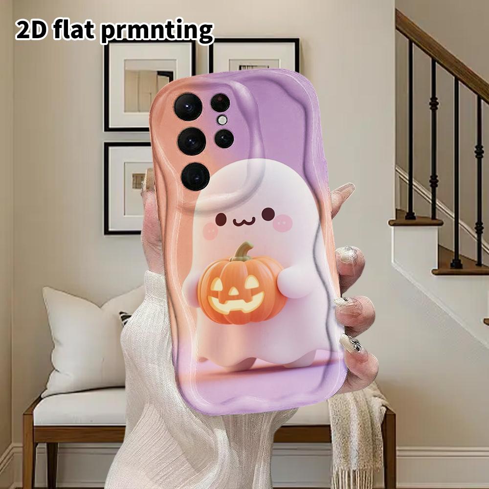 Phone Case: 2D Flat Samsung Galaxy A34 A35 M05 M06 S20 S22 S21 FE Plus 5G Protective Case, Couple Style, Hugging a Pumpkin, Christmas and Halloween Gi