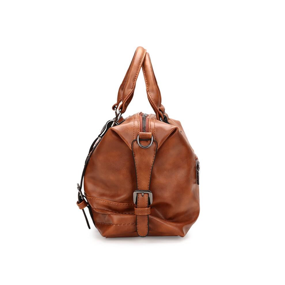 Brown PU Leather-Style Women's Messenger Bag - Shoulder Tote Satchel with ID & Phone Pockets, Zippered Compartments