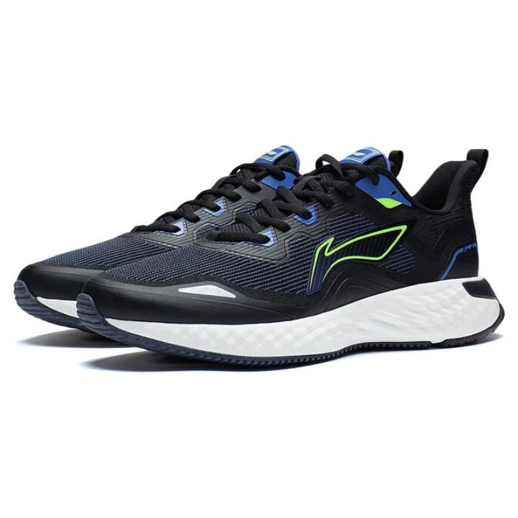 Li Ning Chasing Clouds TPU Abrasion Resistant Breathable Low Top Casual Running Shoes Men's Black Blue ARST011-3