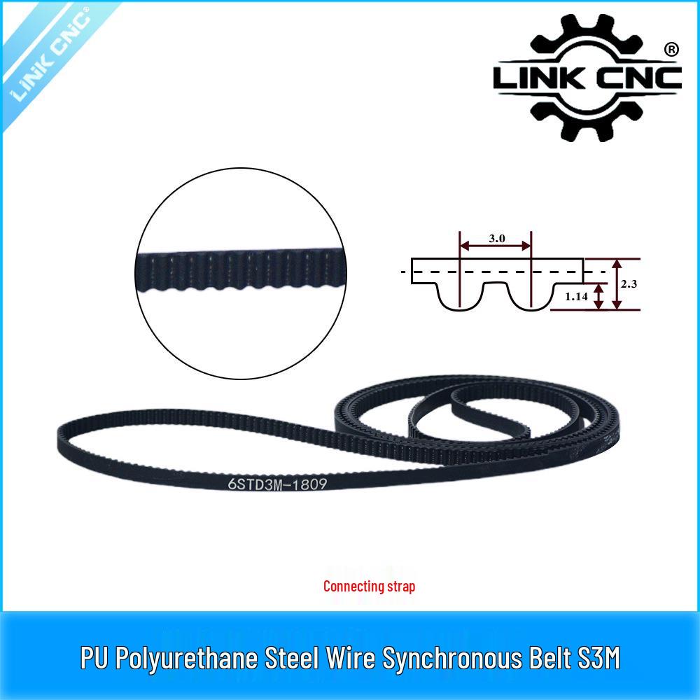 Link CNC Gear Drive Steel Wire S3M Polyurethane Synchronous Belt 1809-6