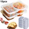 Double Compartment Transparent Dressing Containers Reusable Stackable Storage Snack Containers Leakproof for Home School