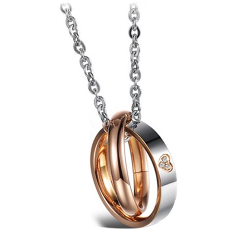 European and American Double Layer Heart Pendant Titanium Necklace - Valentine's Day Gift