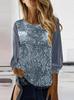 2025 European & American Women's Casual Sequin Round Neck Long Sleeve Pullover