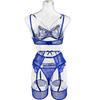 Women Sexy Lace Bra Garter Set With Chain Bow