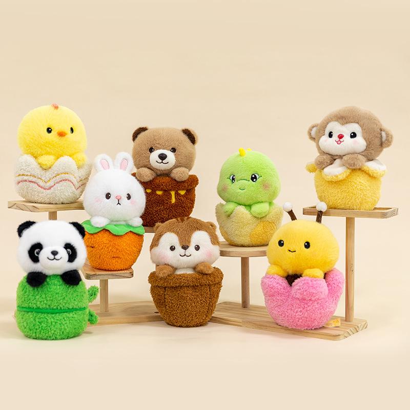 

New cute creative honeypot bear plush toy banana monkey table companion series doll Internet celebrity ornament decoration 17Cm