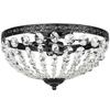 Luminária de Teto de Cristal Vintage com 2 Soquetes E14 40W com 168 Contas de Cristal para Quarto Sala de Estar Preto