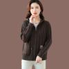 Women's Spring and Fall Short Knitted Jacket Female Middle-aged and Elderly Loose Thickened Knit Sweater Hooded Coat Blouse