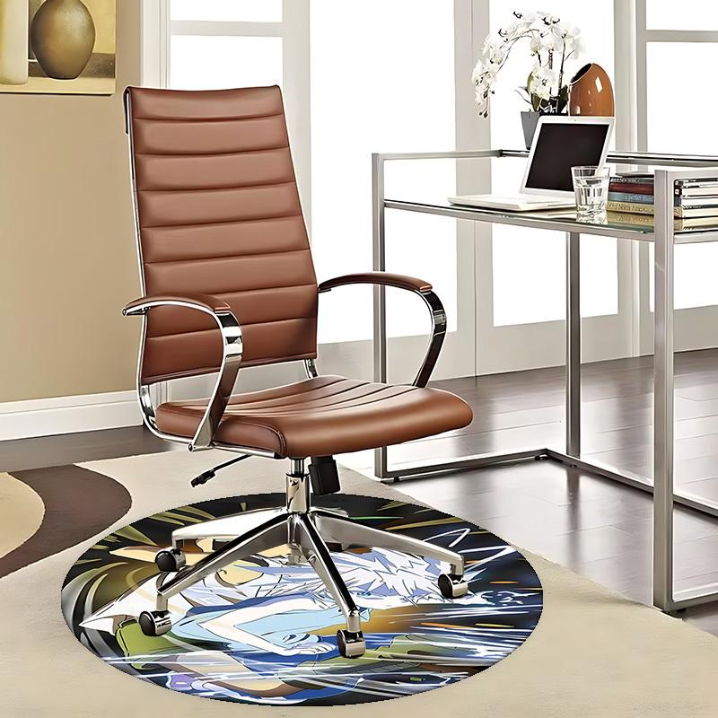 1pc Anime Cartoon Design Round Carpet for Office Chair Mat, Non-Slip Rug Suitable for Home Decor, Living Room