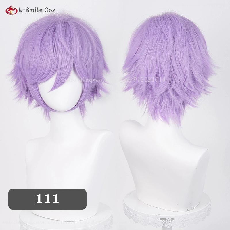 Kiváló Minőségű Lila Fejlesztett Hajtogatott Végekkel 32cm Cosplay Paróka Férfiaknak Nőknek Halloween Cos Anime Paróka Hőálló Szintetikus Haj (as the picture,One Size) pink