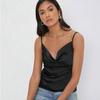 Summer Sleeveless Satin Base Casual Tank Tops Women Pile Collar Sexy Loose Tanks Women's Camis Elegant Slim Fit Simple Female Straps Tank Vest 26559