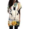 Women's Fashion Casual Easter Print Hooded Pocket Short Sleeve Top