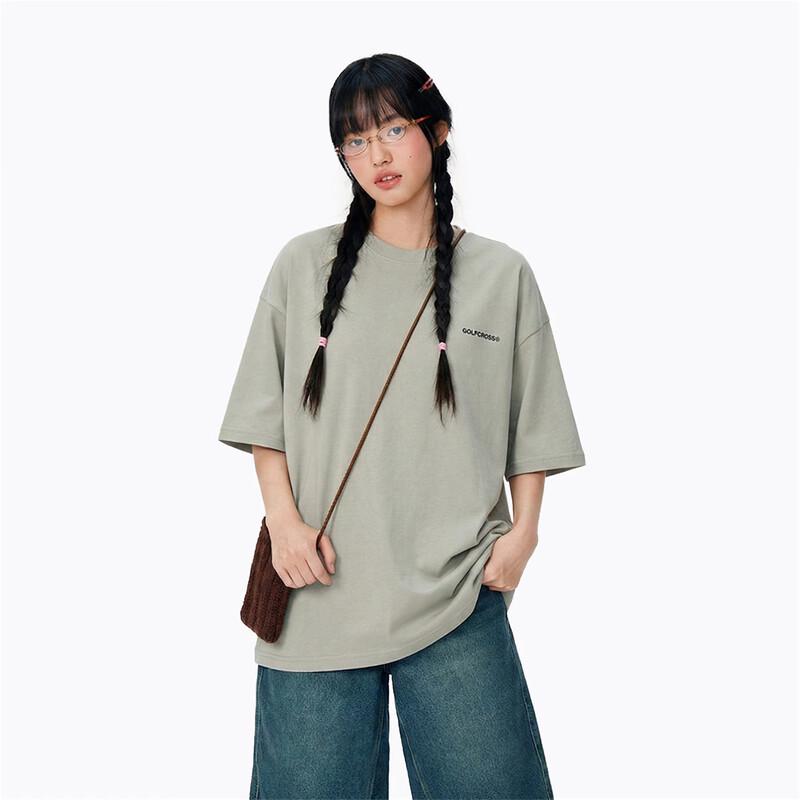 GOLFCROSS Dopamine Series Couple Letter Print Loose T-Shirt XL