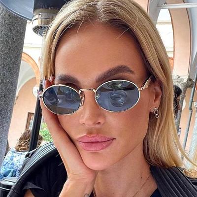 New Women's Designer Oval Sunglasses Retro Men's Summer UV Protection Eyeglasses Trendy Metal High-End Shades UV400 Eyewear