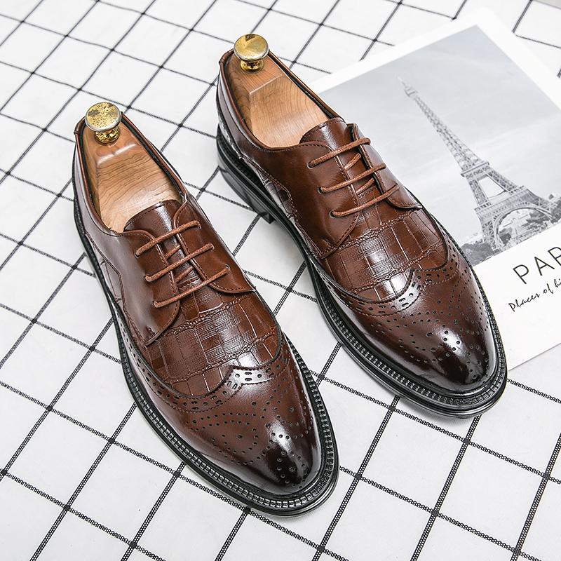 Summer Brock British style suit wedding groom business dress casual heightening leather shoes brown