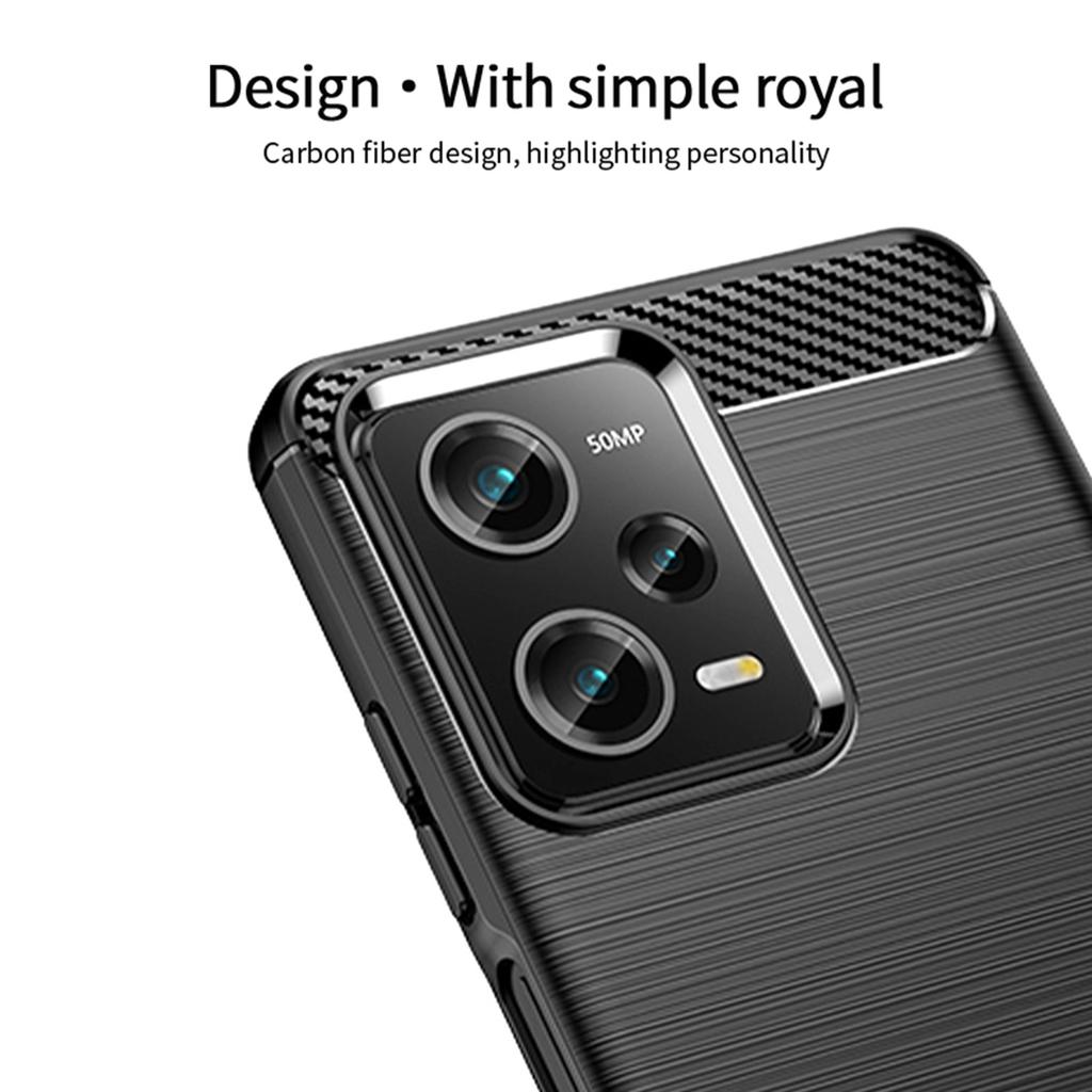 MOFI JK TPU Series-1 for Xiaomi Redmi Note 12 Pro+ 5G Carbon Fiber Texture Flexible TPU Case Anti-scratch Brushed Phone Back Cover
