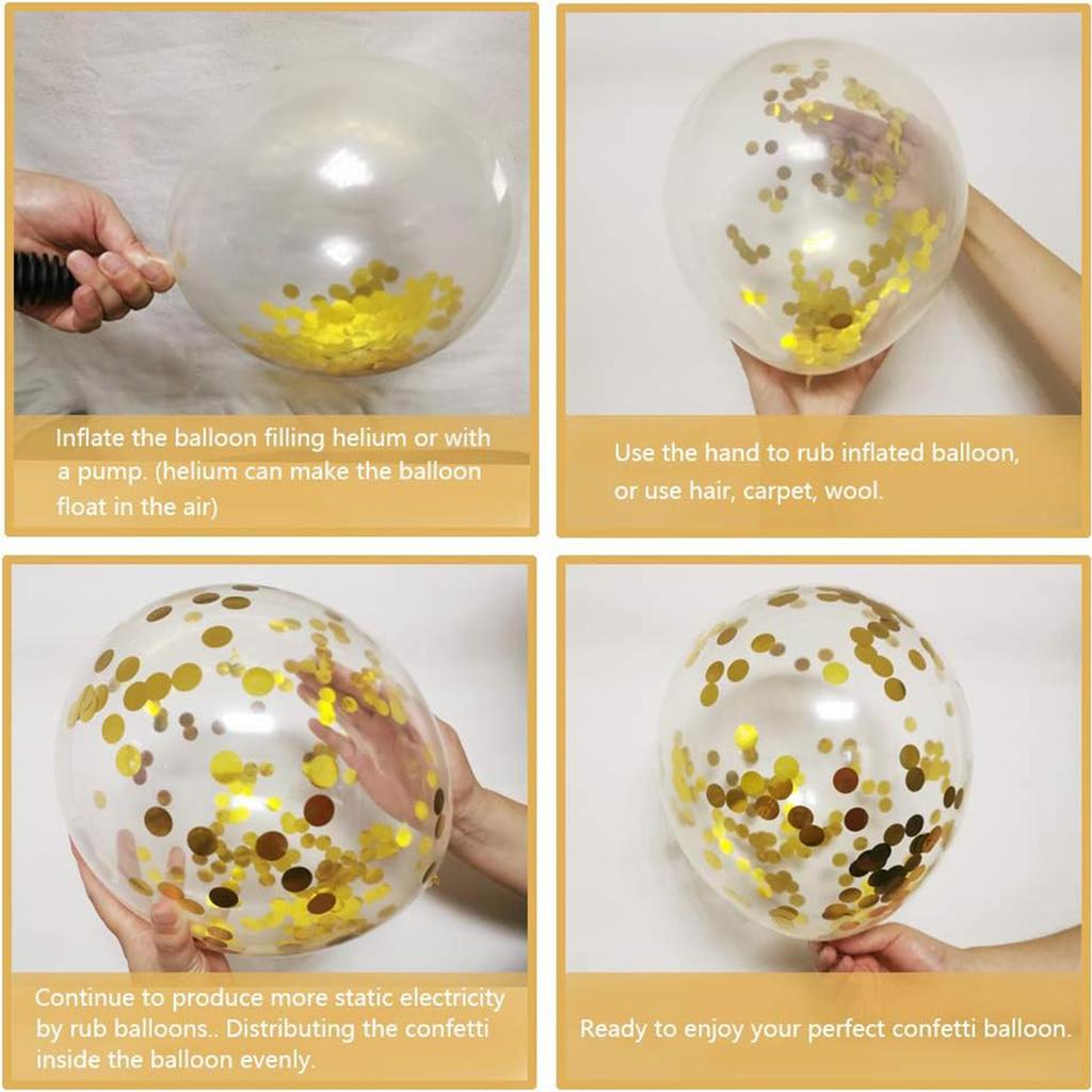 12inch 50pcs black and gold balloon set with confetti, suitable for weddings, birthdays, themed parties,  family gatherings