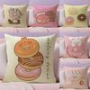 Cartoon DDonuts Cushion Cover Natural Linen Organic Fabric DoubleSided Printing Sofa Home Decor Breathable Bed Pillow