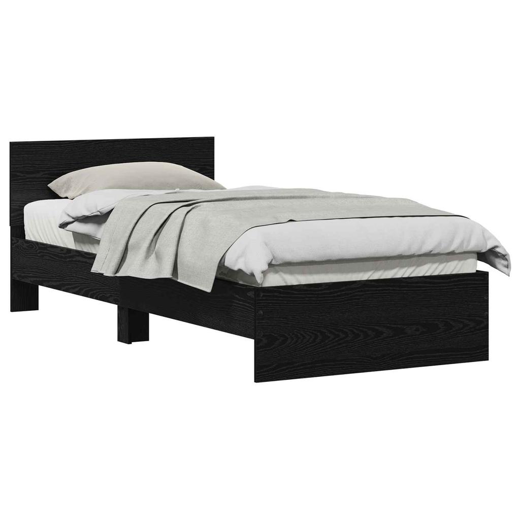 Bed Frame Black Oak Effect 75 x 190 cm Engineered Wood
