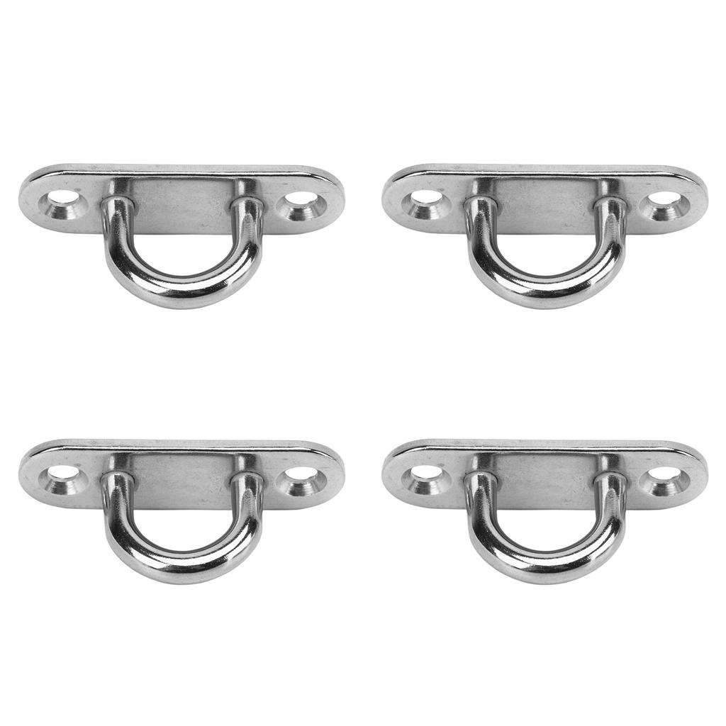 4 Pack Oval Hammock Hanging Pad Eye Plate Wall Mounting Stainless Steel Sun Sail Ceiling Hook Plate