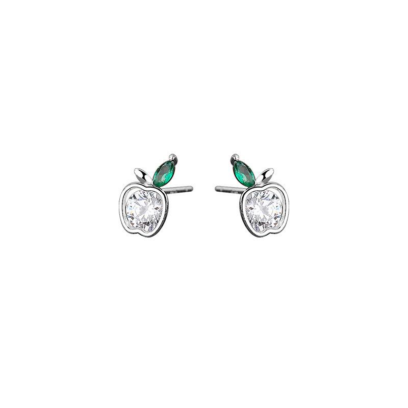 Cute Zircon Apple Earrings for Women Niche Design Peace and Blessing Earrings