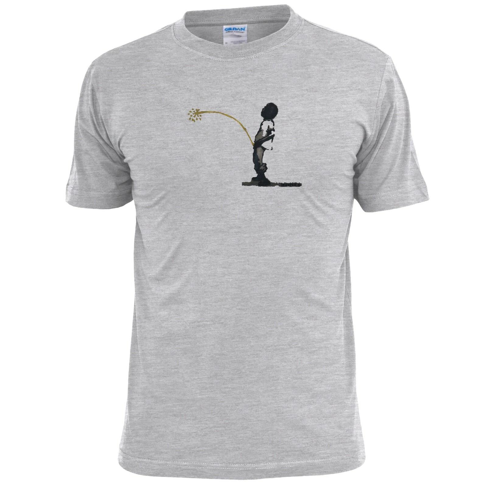 Mens Banksy Boy Peeing Graffiti T shirt Street Art S