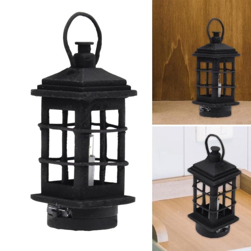 1/12 Scale Dollhouses Miniature Handlamp with LED Lighting Garden Lamp for Dollhouses House Displaying Accessory