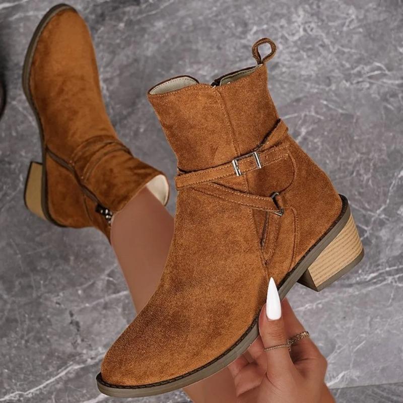 New Women Round Toe Boots Comfortable Lightweight Fashion Shallow Boots Autumn and Winter Casual Boots Outdoor Shoes for Women