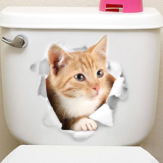 Cover Decals Exquisite Self-Adhesive Removable Animal Toilet Lid Wall Stickers for Home