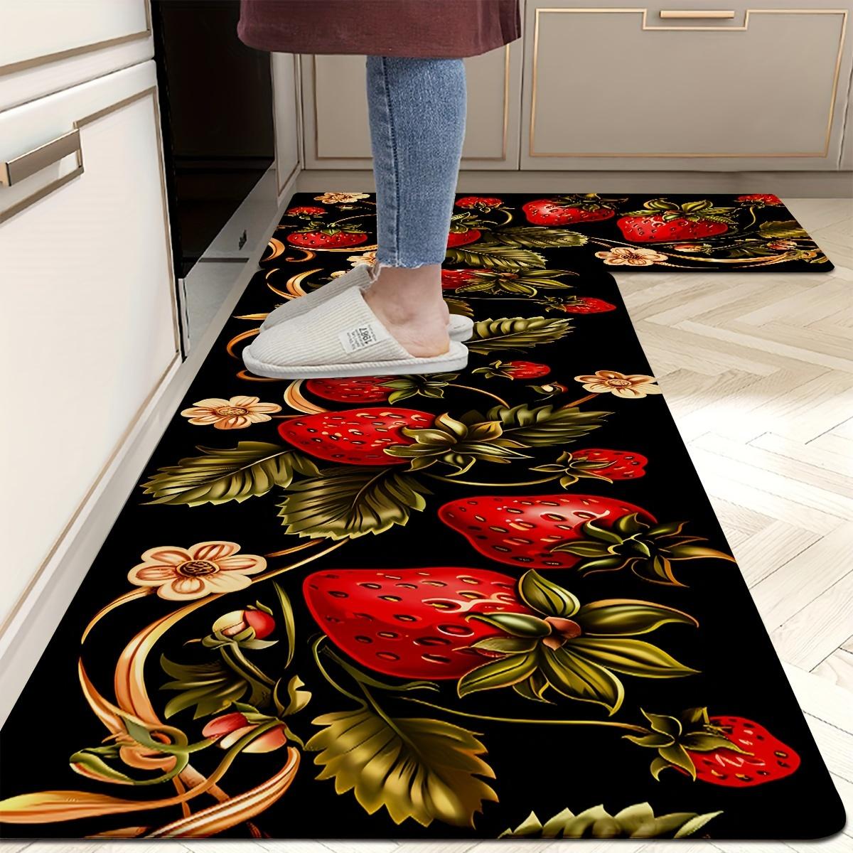 

1Pcs Anti Fatigue Kitchen Rugs, Strawberry Delight Print Waterproof Non-Slip Thick Cushioned Kitchen Mat Heavy Duty Comfort Standing Mat for Kitchen 40*60cm