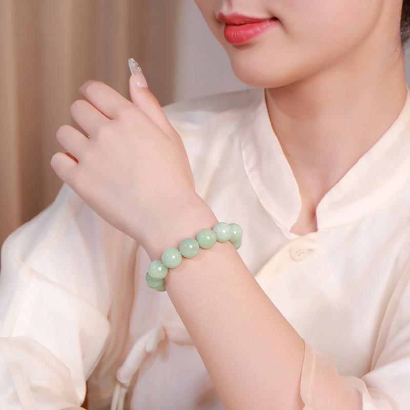 13mm Round A-Grade Jadeite Beads Bracelet - Unisex Style Jade Hand Jewelry