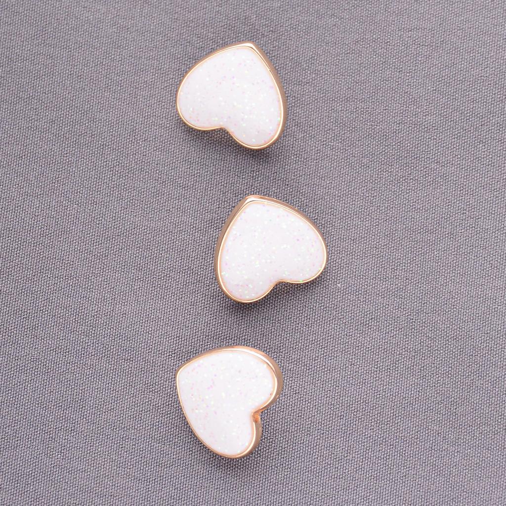 10Pcs 10/12Mm Cute White Heart Bottom Gold Buttons Diy Sewing Craft For Cardigan Shirts Hearts Buttons Dress Decor