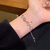 Charm Female Pink Zircon Stone Square Bowknot Bracelet Cute Silver Color Adjustable Wedding  For Women