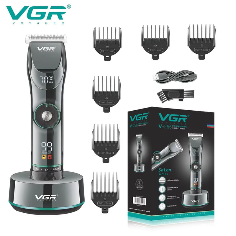 

VGR V-256 Professional 5 Motor Speed Adjust Hair Trimmer for Men Electric Beard Hair Clipper Rechargeable Hair Cutting Machine Barber Digital Display