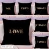 Simplicity Fashion Text Love Cushion Cover Natural Linen Organic Fabric Double-Sided Printing Sofa Home Decor Gift Pillow Case