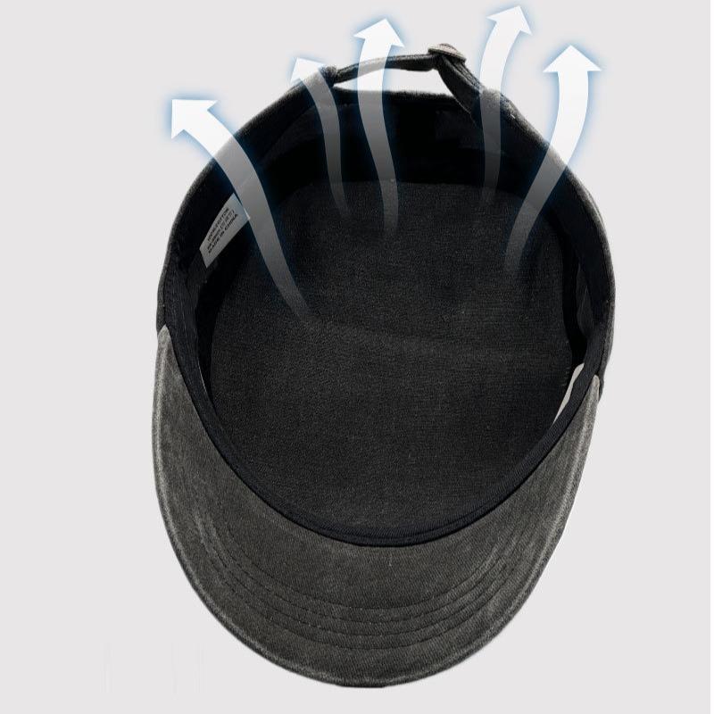 Big Size Cotton Flat Top Military Cap Spring Summer Washed Distressed Pure Cotton Baseball Cap Outdoor Sunscreen Trainee Hat