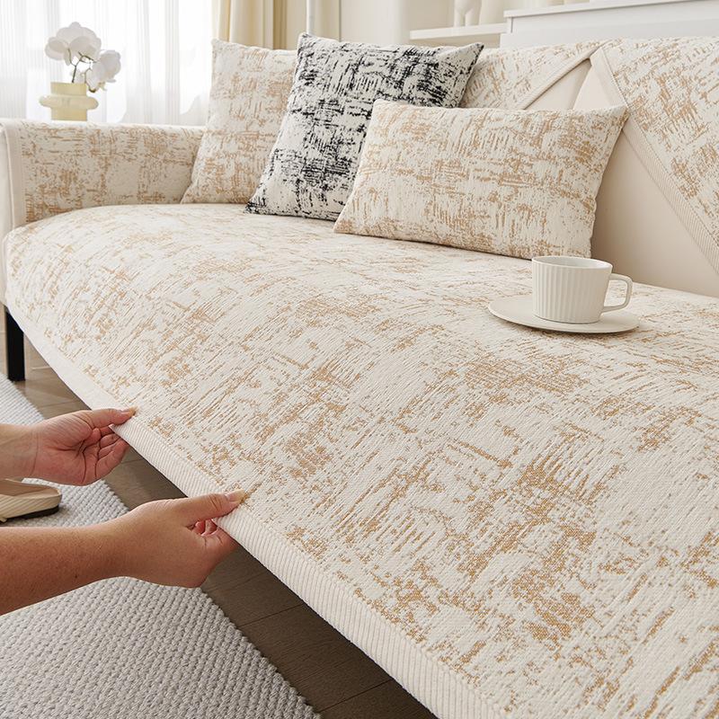 Luxury Soft Chenille Sofa Towel Univesal Anti-slip Sofa Cover for Living Room L-shaped Sectional Couch Cover, not a whole set
