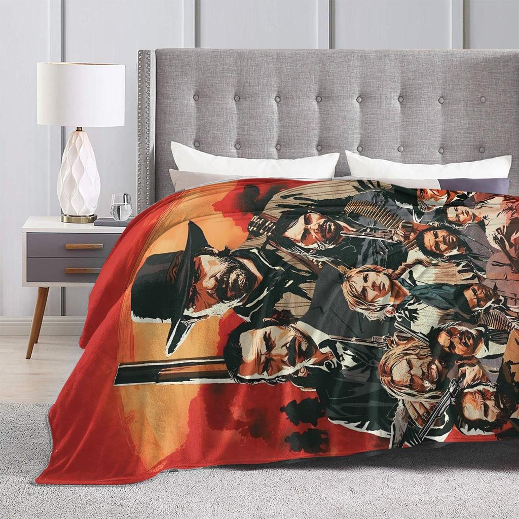 Red Dead Redemption 2 Blanket Warm Soft Graphic Plush Bedding Throws For Bedroom Airplane Travel Flannel Bedspread Bed Cover