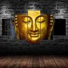 Golden Buddha Face Statue Canvas 5 Piece Wall Print Multi Panel Modern Art Poster Home Decor Picture Gift For Him For Her