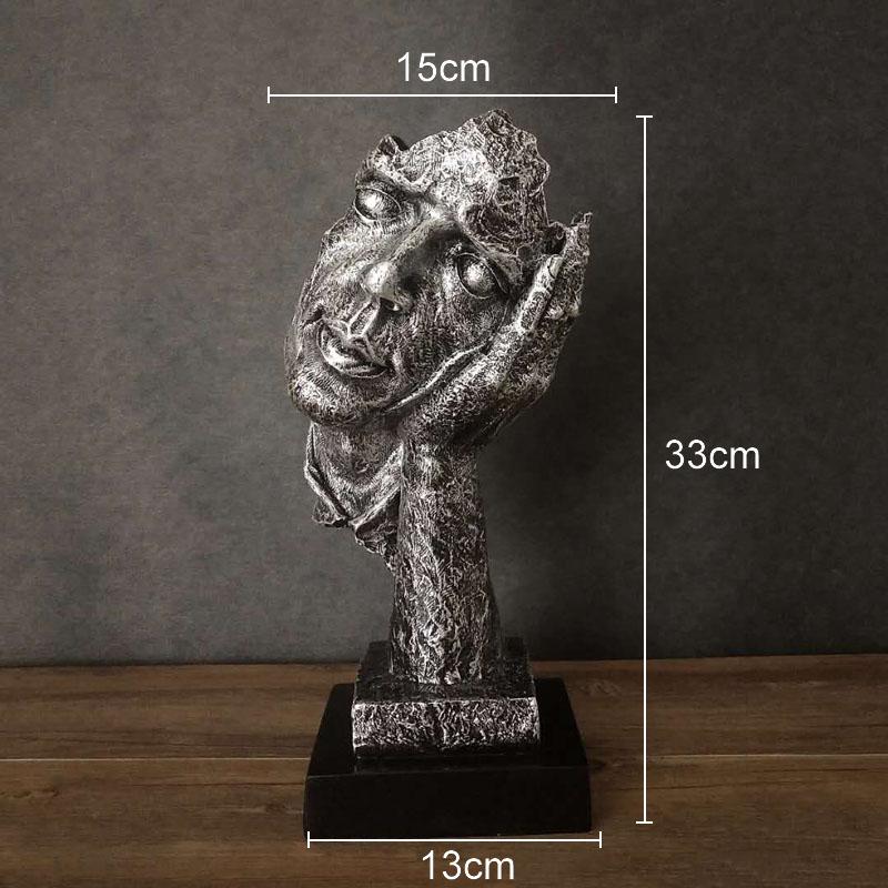 Il Silenzio è Oro Personaggio Retrò Resine Statua Scultura Astratta di Volto Umano Decorazione da Scrivania Arredamento Decorazioni per la Casa Vintage
